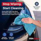 USANOOKS Microfiber Cleaning Cloth - Turq - 8Pcs (12.5x12.5 inch) High Performance - 1200 Washes, Ultra Absorbent Car Towel Traps Grime & Liquid for Streak-Free Mirror Shine - car Washing Cloth