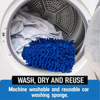 Ultra Plush Microfiber Car Wash Mitt - Scratch-Free, Lint-Free, Extra Absorbent, Machine Washable - Detailing Chenille Cleaning Mitt Perfect for Cars, Trucks, Motorcycles, and Household Surfaces