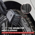 BMLEI Wheel & Tire Brush Set, 2 Pack Car Wheel Brush & Tire Cleaner Brushes, Soft Bristle Rim Brush and Stiff Tire Scrub Brush, Scratch-Free Wheel Cleaning Kit for Car Detailing, Trucks, SUVs