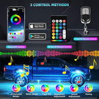 12 Pods RGB LED Rock Lights for Trucks Pickup Offroad Golf Cart SUV UTV, 6500K Super Bright, IP68 Waterproof, Segmented Color Change APP Control Underglow Kit with Power Swith Extension Wires, 12V