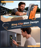 FNTCASE for Samsung Galaxy S25-FE Case: with [Magnetic Ring Kickstand] [Screen Protector] [Compatible with MagSafe] [Military-Grade Drop Protection] Heavy Duty Full Body Protective Phone Cover Orange