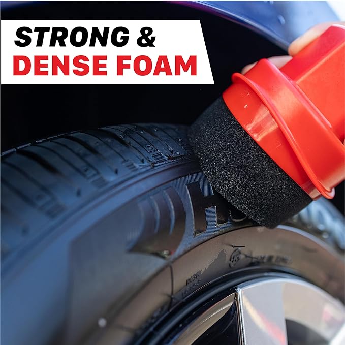 Maxshine Universal Tire Shine Applicator with Protective Cover – Black Foam Pad with Comfortable Grip – Mess-Free Handling, Even Tire Dressing & Coating – Auto Detailing Applicator Tool