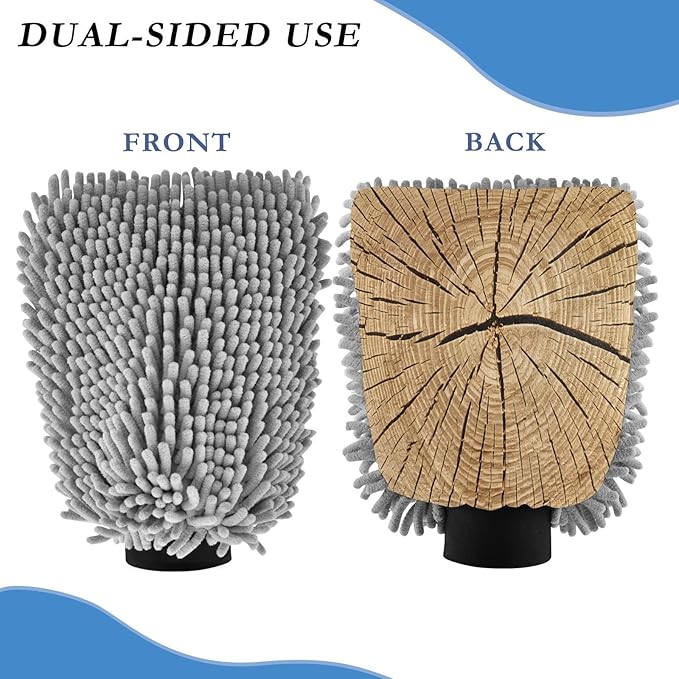Qilmy Tree Rings Closeup Microfiber Chenille Car Wash Sponge Scratch Free Car Wash Mitt Absorbent Mitt Sponge for Trucks SUVs Car Washing Home Cleaning, Large