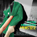 Extra Large Car Drying Towel, 36 Inches, 1300gsm,Super Absorbent Polyamide, Double-Twisted Design (Green and Grey)