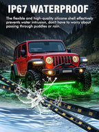 8 Pcs Car Led Light Strip IP67 Waterproof 11" Flexible Led Lights Underglow 12V for Car Motorcycle Boat Golf Cart Interior Exterior Decoration - Green