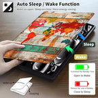 for Kindle Paperwhite Case,6.8" Kindle Paperwhite 11th Generation Case and Kindle Paperwhite Signature Edition,Leather Slim Adjustable Stand Cover with Auto Wake/Sleep,Wood World Map