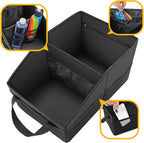 Car Organizer - Automotive Organizer for Front And Back Seat or Floor, Car Caddy Organizer with Divide, Handles and Multiple Mesh Pockets