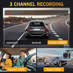 Dash Camera, 3 Channel Dash Cam Front and Rear, Full HD Dash Camera for Cars with 64G SD Card Car Dashboard Camera Recorder with 2'' IPS Screen 170°Wide Angle,WDR G-Sensor Parking Mode