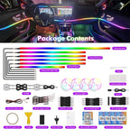 Dreamcolor Acrylic Car Interior Lights 22 in 1 RGB LED Strip Lights APP Control Zoned Control System 252 Color Modes DIY Fiber Optic Ambient Lighting Kits Music Car Neon Light Kits New Version