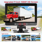 Wireless RV Backup Camera System, 9" 1080P DVR Monitor with 4 IP69 Waterproof Night Vision Side Rear View Back Up Cameras for Trailer Truck Camper Compatible with Furrion Mount