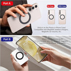PZOZ A/B Dual-Sided (1 Set) Magnetic Ring Sticker for MagSafe iPhone 16 Holder Phone Case Suction Cup Wireless Charger Car Mount Bathroom Kitchen, for iPhone 15 14 13 12 Pro Max, Samsung (Black)