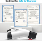 VIPTOO Tesla to J1772 Adapter 60A 250V AC — NACS EV Charging Connector for Tesla Wall/Destination/Mobile Charger, Fast & Safe Charging (White)