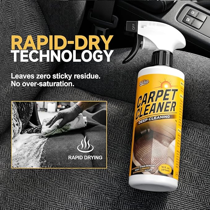 toretark Instant & Powerful Carpet Cleaner Spray, Stain Remover for Seats, Fabric & Floor Mats, Upholstery Cleaner Removes Tough Stains, pH Balanced, Minimal Residue, 16 fl oz*2