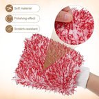 HARFINGTON 2pcs Chenille Microfiber Car Wash Mitts 9.1" x 6.7" Scratch Free Wash Gloves Absorbent Double Sided Plush Cleaning Drying Mitts for Car Washing Home, Red