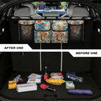 Hippie Floral Highland Cow Trunk Organizer Car Women Large Capacity Car Back Seat Organizer Car Organization with Lid