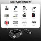 BESTEK 4 in 1 Cigarette Lighter Splitter-150W Cigarette Lighter Adapter with Dual 12v Splitter QC3.0 and USB-C PD30W, Cigarette Lighter USB Charger Fast Charger for Dash Cam, GPS, iPad/Laptop/Phone