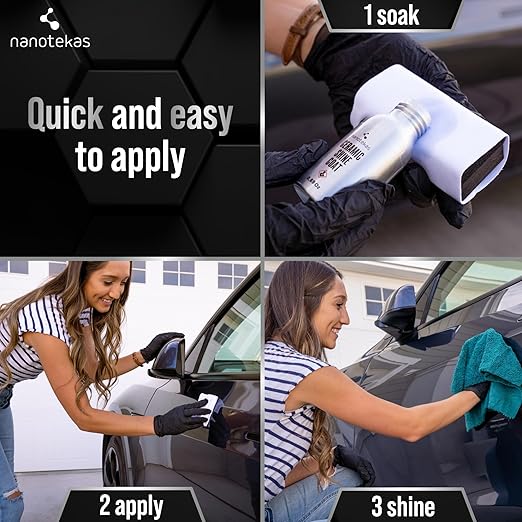 Professional Ceramic Coating for Cars - 9H Nano Technology Car Ceramic Coating kit for Protection, High Gloss, Shine and Hydrophobicity, Clear Ceramic Car Coating and Paint Protectant