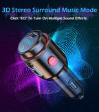 LIHAN Bluetooth 5.4 Car Adapter FM Transmitter, USB-C PD 30W & QC3.0 18W Fast Charging, HiFi Bass EQ, CVC Hands-Free Calls, Siri Google Assistant, Wireless Radio Adapter for 12V/24V Cars/Trucks/Vans