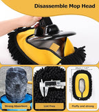 anngrowy 56.7" Car Wash Brush Mop Kit Mitt Sponge with Long Handle Car Cleaning Supplies Kit Tools Car Washing Duster Exterior Scratch Free, Chenille Replacement Head Extension Pole