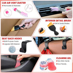 Nilight 52PCS Car Detailing Kit Auto Cleaning Tools Wash Set with Storage Carry Bag Home Use for Interior Exterior Deep Clean Polish Car Care Windshield Dashboard Seat Air Vents Wheels Tires, Red