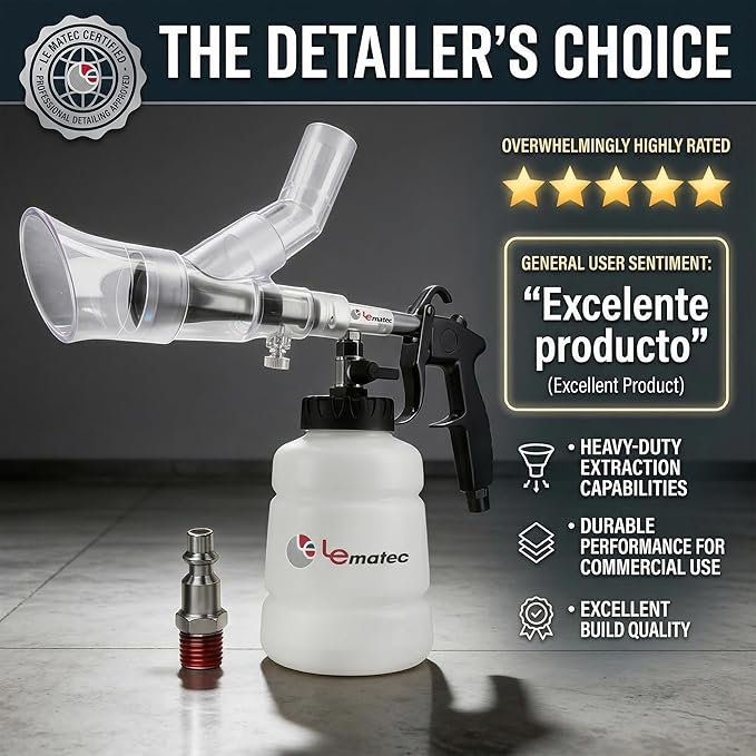 LE LEMATEC Car Wash Equipment: High Pressure Foam Cleaning Gun, Extractor Vacuum Set, Stainless Nozzle for Automotive Detailing, Carpet, Upholstery, Surface Cleaning (LE-WT-0100SB)