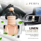 Fresh Linen Car Air Freshener | Hanging Car Freshener with Vent Clip | Long Lasting Fragrance, Slow-Release Aroma Technology, Adjustable Scent Intensity | Scented Interior Accessories by Perfa