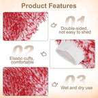HARFINGTON 2pcs Chenille Microfiber Car Wash Mitts 10.2" x 6.7" Scratch Free Wash Gloves Absorbent Double Sided Plush Cleaning Drying Mitts for Car Washing Home, Red