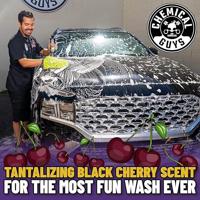 Chemical Guys CWS61964BK Car Wash Detailing Bucket, Mitt & Accessories Bundle (6 Items) Featuring Black Light Foaming Car Wash Soap, 64 oz (Half Gallon) - Works on Cars, Trucks, SUVs, RVs & More