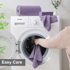 Ferdilan 80 Pack Microfiber Cleaning Cloth Roll,Lint Free Rags Paper Towels & Tear Away Reusable Towels,Washable Shop Rags,Wash Cloths Dish Rags(12" x 12") for Car Kitchen Window Garage-Dark Purple