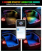 RGB LED Trunk Light Strips for Tesla Model Y & Juniper 2021-2026, APP Control Ambient Neon Trunk Lights with Magnetie Sensor, Auto On/Off, Music Sync, Waterproof Silicone, Plug & Play