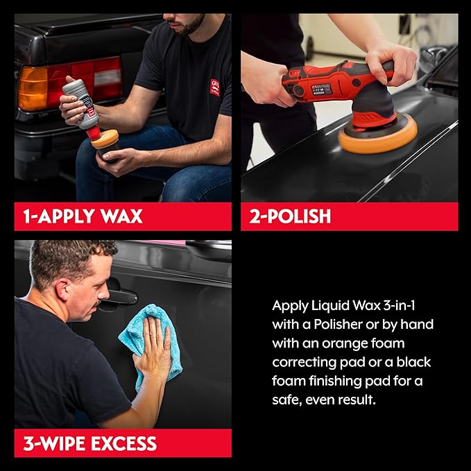 Griots Garage Liquid Wax 3-In-1 for Car Polishing and Detailing, High Gloss Shine and Carnauba-Based Protection for Auto Paint, 11013, 16oz