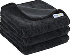 SINLAND 3-Pack Microfiber Shiny Wipes Shower Cleaning Cloths - Ultra Absorbent Drying Towel for Cars and Trucks, 600gsm, Streak-Free, Without Scratches or Water Spots 16" x 24" Dgrey