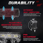 OFFROADTOWN 18inch LED Light Bar Off Road Driving Lights Fog Light Waterproof Work Light Bumper Lights for Truck Pickup UTV SUV Bronco Can-Am