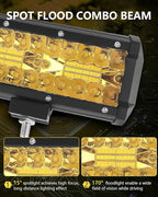 9 Inch Yellow Led Lights Bar 2PCS 360W 36000LM Spot & Flood Combo Fog Lamp Triple Row Off Road Light Bar Waterproof Led Work Lamps Compatible with Pickup,Truck,SUV,ATV,RZR,Boat Marine -2 PCS…