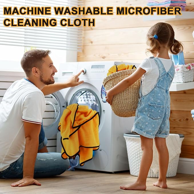 Tallew 80 Pcs Microfiber Towels:16"x16" Microfiber Drying Towels Bulk Micro Fiber Car Cleaning Cloth for Cars Drying Washing Polishing Office Windows Cleaning Household Supplies (Yellow)
