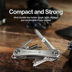 KeySmart Rugged - Multitool Key Holder for Keychain w/Bottle Opener and Pocket Clip, Organizer for Keys, EDC Keychains, Ring for Car Fobs Key Chains, Expandable (Up to 14 Keys, Titanium)