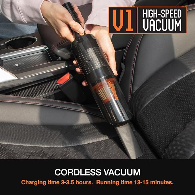 Suds Lab V1 High-Power Cordless Car Vacuum Cleaner (42Kpa) Rechargeable & Long Battery Life (3000mAh) - Portable Handheld Vacuums for Car Detailing, Pet Hair, Travel, Interior Cleaning