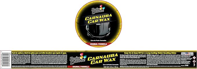 Rain Dance Carnauba Car Wax - 10 Fl Oz - Smoothens Fine Scratches Creating Brialliant and Shiny Surface