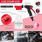 40Pcs Car Wash Cleaning Kit with Foam Gun Sprayer Detailing Brushes Wash Mop Windshield Cleaning Tool Tire Brush Towels Complete Interior Exterior Detailing Set for Car