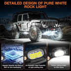 Rock Lights,LEDMIRCY R6 LED Pure White Rock Lights 20PCS with Rocker Switch Wire Harness Kit Super Brigh Luces para Carro for Trucks Off Road ATV SUV High Power Light Waterproof Shockproof