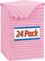 FIXSMITH Microfiber Cleaning Cloth, Shop Towels Bulk, 24 Pack Pink Microfiber Towels for Cars, All-Purpose Absorbent Cleaning Rags, Dust Cloth for Automotive, Mechanic, Garage, Bar, 12 x 11 inch