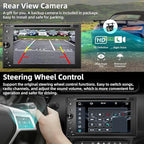 Double Din Car Stereo with CD/DVD Player Apple Carplay & Android Auto, 6.2Inch Car Radio with Bluetooth and Backup Camera, Touch Screen, Mirror Link, Steering Wheel Control, USB/TF/AUX Input, AM/FM