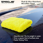 PROJE' Yellow Microfiber Towel for Car - Ultra Absorbent - Car Drying, Polishing, Buffing Cloth & Interior Detailing Towel - 500 GSM 16x16in - Auto Detailing Supplies - Pack of 6 Premium Car Care