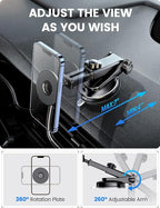 eSamcore for Magsafe Car Mount, Retractable Magnetic Car Mount for Dashboard & Windshield Vacuum Suction Cup Cell Phone Holder for iPhone 17 Pro Max 16 15 14 13 12 and Magsafe Case