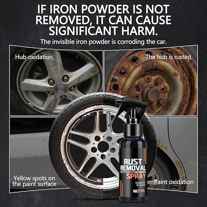 Rust Remover Spray,Rust Remover Spray for Metal, Wheel Hub & Paint Safe Rust Dissolver for Cars/Trucks, Multi Purpose Instant Cleaning Coating Agent,Rustout Instant Remover Spray (350ML)