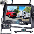 HD 1080P 7 inch RV Wireless Backup Camera: Dual Camera 30-Min Easy Install Clear Night Vision 4 Channels Recording Touch Key Monitor Rear View Camera for Furrion Pre-Wired RVs Travel Trailers Camper