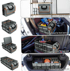 GDNasist Car Trunk Organizer and Storage with Removable Leakproof Cooler Bag, 6 Removable Dividers for Custom Space, Collapsible Trunk Storage with Non Slip Bottom, Foldable Cover for SUV, Jeep, MPVs