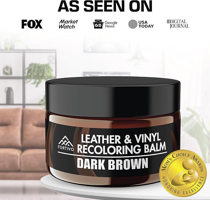 FORTIVO Leather Recoloring Balm, Color Restorer, Scratch Remover, Couch Paint and Repair, Leather Balm for Couches