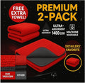 Microfiber Car Towel with Twisting Yarn,1400GSM Ultra Absorbent,16" BY16, Scratch-Free, Machine Washable, Bonus 30x30cm Towel Durable for Him/Her (Red/Gray)