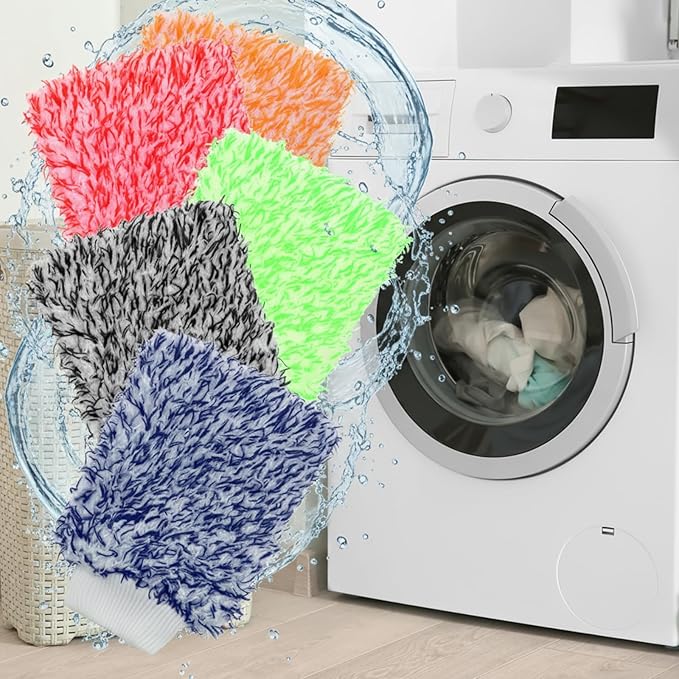 10 Pcs Microfiber Car Wash Mitt, Scratch Free Absorbent Washing Gloves for Automotive Detailing, Safe for Cars, Trucks, SUVs, 7 x 10 Inches (5 Colors)